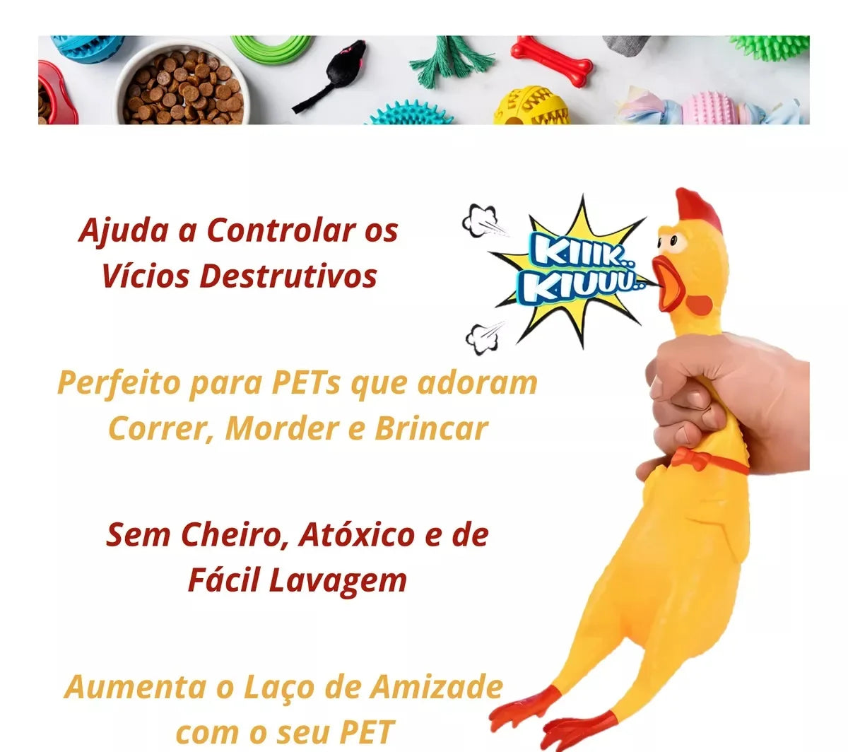 Frango de Borracha com Apito para Cães