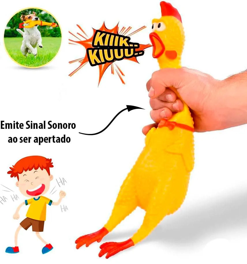 Frango de Borracha com Apito para Cães
