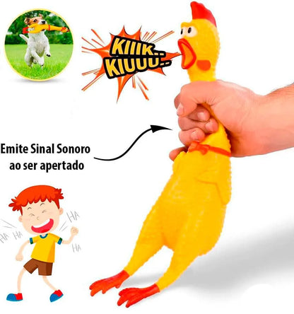 Frango de Borracha com Apito para Cães