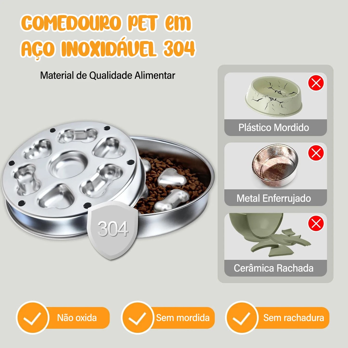 Comedouro Inox Antiengasto Pet