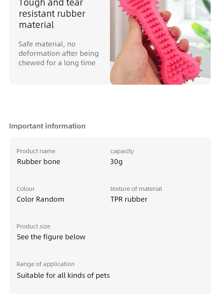 Osso Mastigável de Borracha para Cães Pequenos