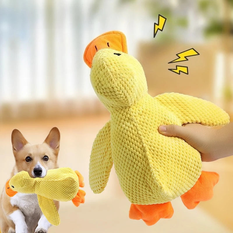 Brinquedo de Pato de Pelúcia com Som para Cães