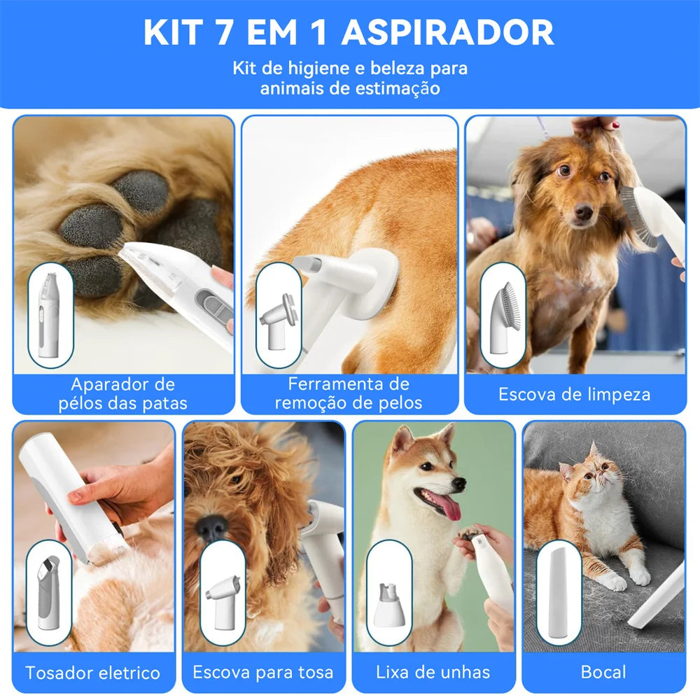 Aspirador de Pelos Pet com Kit de Grooming